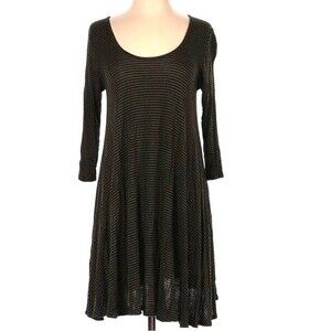 Army green and black striped jersey knit swing dress size medium